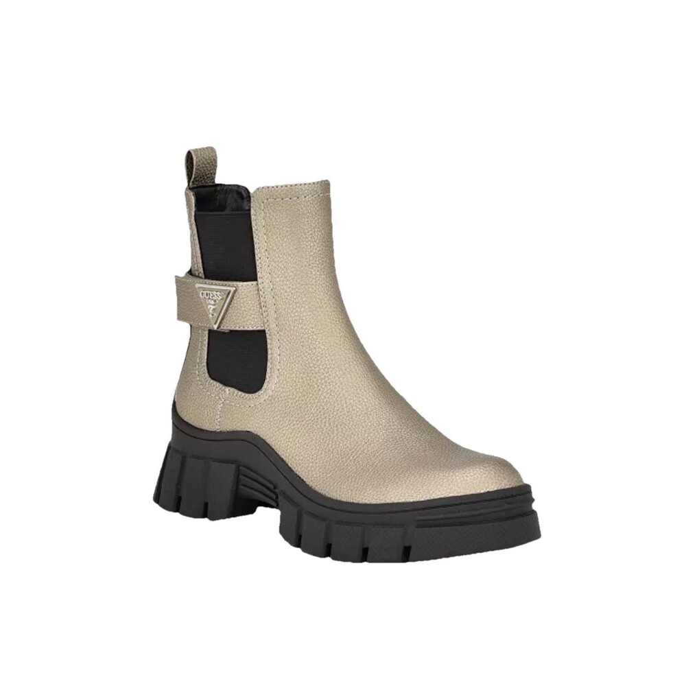Guess Hensly Womens Booties 6.5M Pewter Lug Sole Side Gore Platform Ankle Boots